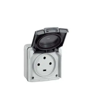 Prise étanche 3P+T 20A Plexo complet IP55 saillie - gris