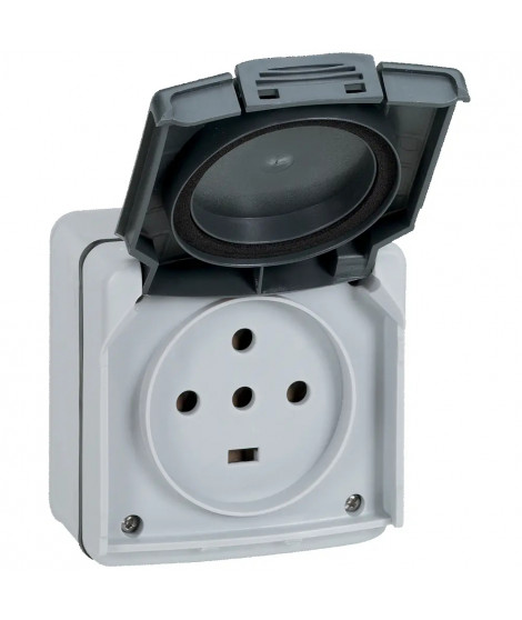 Prise étanche 3P+T+N 20A Plexo complet IP55 saillie - gris