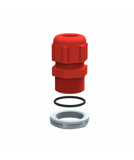 Presse-étoupe plastique IP68 ISO25 pour boîte Plexo incendie rouge RAL3000