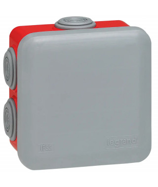 Boîte de dérivation carrée Plexo 80x80x45mm - RAL7037 et RAL3000