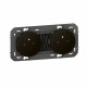 Double prise de courant 2P+T Surface dooxie 16A précâblées noir - sachet