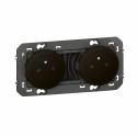 Double prise de courant 2P+T Surface dooxie 16A précâblées noir - sachet