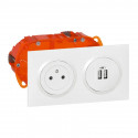 Kit prise de courant Surface + chargeur 2 USB TypeA dooxie 2,4A précâblés -blanc