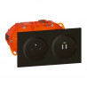 Kit prise Surface + chargeur 2 USB TypeA dooxie 3A précâblés finition noir