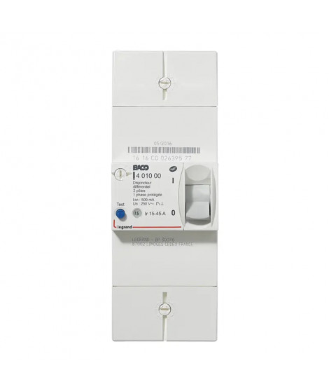 Disjoncteur de branchement Enedis bipolaire différentiel 500mA instantané - 45A