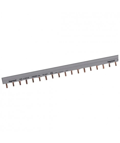 Peigne d'alimentation HX³ - 3P - pour bornes à vis - L. au mètre - 19 modules