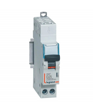 Disjoncteur DNX³ 4500 - auto/auto - U+N 230V~ 25A - 4,5kA - courbe D - 1 module