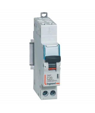 Disjoncteur DNX³ 4500 - auto/vis - U+N 230V~ 20A - 6kA - courbe C - 1 module