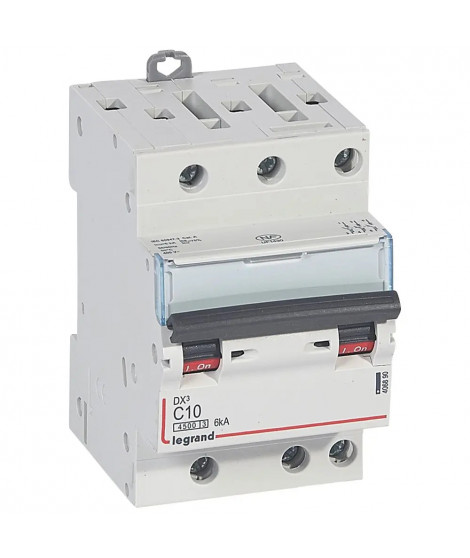 Disjoncteur DX³4500 6kA bornes à vis 3P 400V~ 10A courbe C - 3 modules