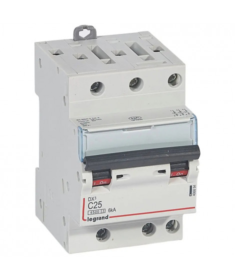 Disjoncteur DX³4500 6kA bornes à vis 3P 400V~ 25A courbe C - 3 modules