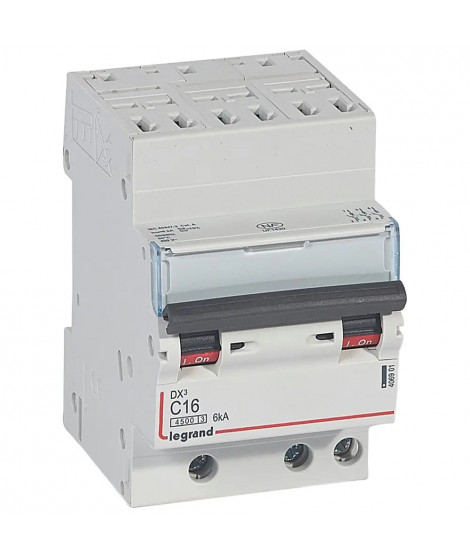 Disjoncteur DX³4500 6kA bornes auto/vis 3P 400V~ 16A courbe C - 3 modules