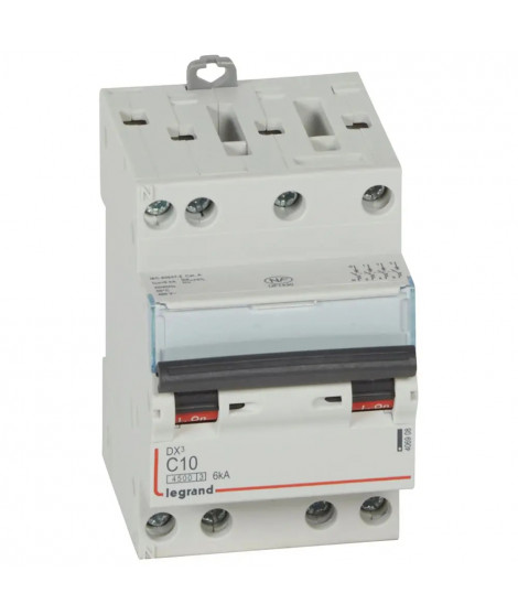 Disjoncteur DX³4500 6kA bornes à vis 4P 400V~ 10A courbe C - 3 modules