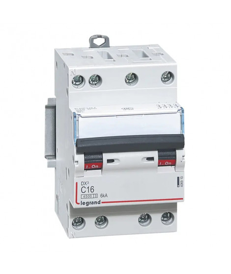 Disjoncteur DX³4500 6kA bornes à vis 4P 400V~ 16A courbe C - 3 modules