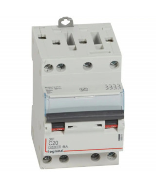 Disjoncteur DX³4500 6kA bornes à vis 4P 400V~ 20A courbe C - 3 modules
