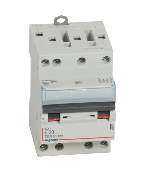 Disjoncteur DX³4500 6kA bornes à vis 4P 400V~ 20A courbe C - 3 modules
