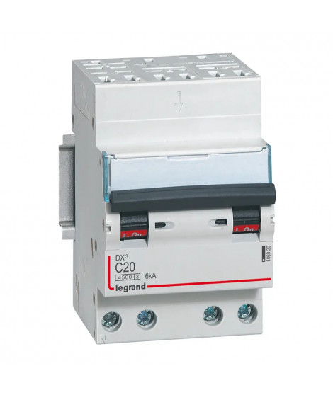 Disjoncteur DX³4500 6kA bornes auto/vis 4P 400V~ 20A courbe C - 3 modules