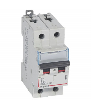 Disjoncteur DX³6000 10kA arrivée haute/départ bas vis 2P 20A courbe B - 2 mod