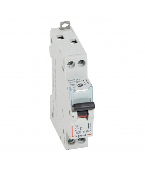 Disjoncteur DX³6000 10kA arrivée haut/départ bas vis U+N 10A courbe C - 1 mod