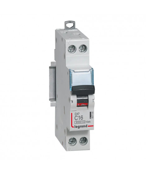 Disjoncteur DX³6000 10kA arrivée haut/départ bas vis U+N 16A courbe C - 1 mod