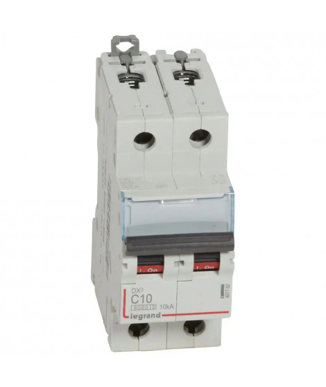 Disjoncteur DX³6000 10kA arrivée haute/départ bas vis 2P 10A courbe C - 2 mod