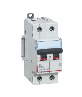 Disjoncteur DX³6000 10kA arrivée haute/départ bas vis 2P 20A courbe C - 2 mod