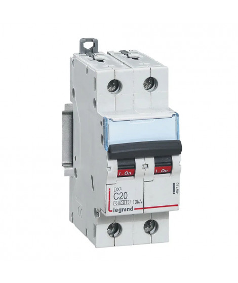 Disjoncteur DX³6000 10kA arrivée haute/départ bas vis 2P 20A courbe C - 2 mod