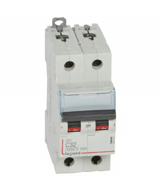 Disjoncteur DX³6000 10kA arrivée haute/départ bas vis 2P 32A courbe C - 2 mod