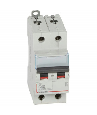 Disjoncteur DX³6000 10kA arrivée haute/départ bas vis 2P 40A courbe C - 2 mod