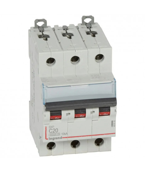 Disjoncteur DX³ 6000 -vis/vis-3P- 400V~-20A-10kA-courbeC-peigne HX³ trad 4P -3M