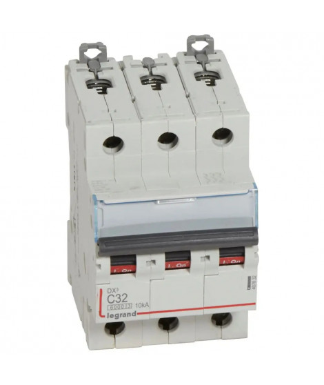 Disjoncteur DX³ 6000 -vis/vis-3P- 400V~-32A-10kA-courbeC-peigne HX³ trad 4P -3M