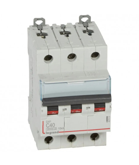 Disjoncteur DX³ 6000 -vis/vis-3P- 400V~-40A-10kA-courbeC-peigne HX³ trad 4P -3M