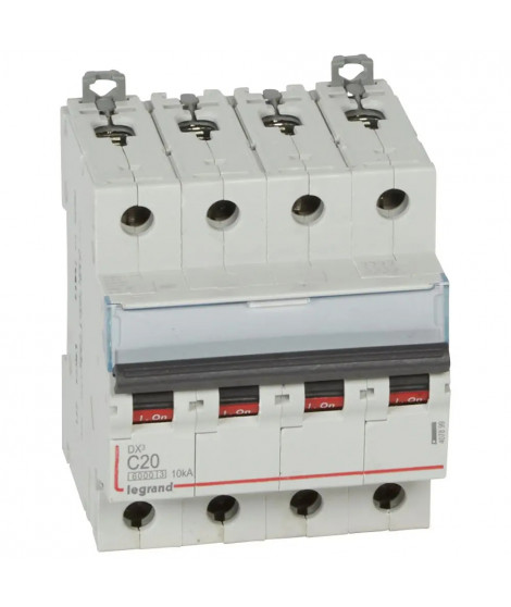 Disjoncteur DX³ 6000 -vis/vis- 4P- 400V~-20A-courbeC-peigne HX³ trad 4P - 4M