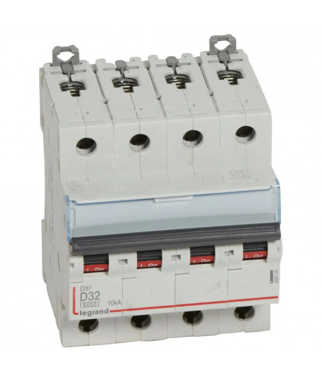 Disjoncteur DX³ 6000-vis/vis-4P-400V~-32A-10kA-courbe D-peigne HX³ trad 4P - 4M