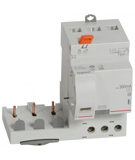 Bloc diff adaptable vis DX³ pour disj. 1 module/pôle - 3P 400V~ 40A typeAC 300mA