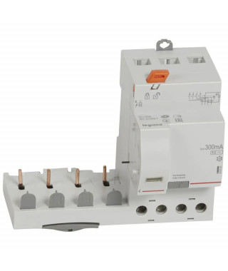 Bloc diff adaptable vis DX³ pour disj 1 mod/pôle 4P 400V~ 40A typeAC 300mA sél