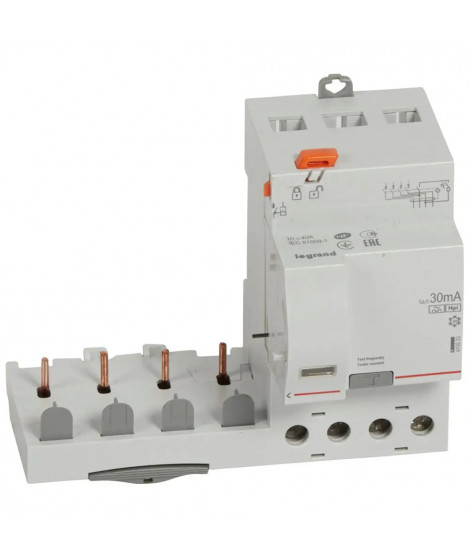 Bloc diff adaptable à vis DX³ pour disj. 1 module/pôle -4P 400V~ 40A typeF 30mA