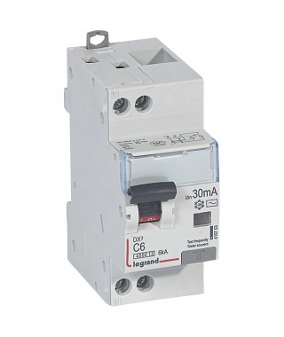 Disjoncteur diff DX³ 4500 -vis/vis -U+N 230V~ 6A - typeAC -30mA -courbe C - 2M