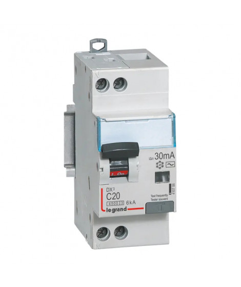 Disjoncteur diff DX³ 4500 - vis/vis -U+N 230V~ 20A - typeAC -30mA -courbe C - 2M