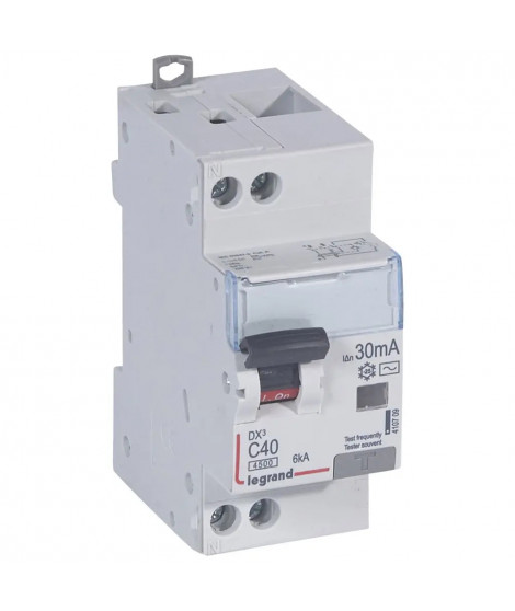 Disjoncteur diff DX³ 4500 - vis/vis -U+N 230V~ 40A - typeAC -30mA -courbe C - 2M