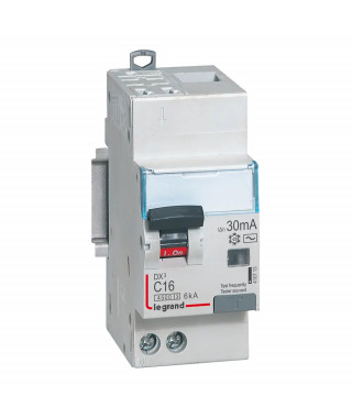 Disjoncteur diff DX³ 4500 -auto/vis -U+N 230V~ 16A - typeAC - 30mA -courbe C -2M