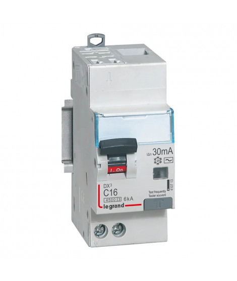 Disjoncteur diff DX³ 4500 -auto/vis -U+N 230V~ 16A - typeAC - 30mA -courbe C -2M