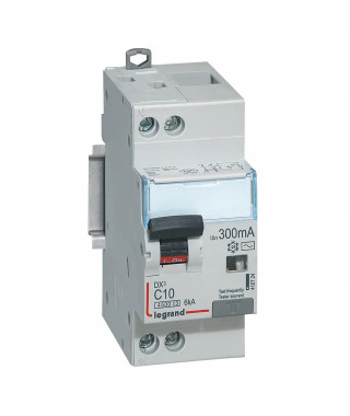 Disjoncteur diff DX³ 4500 - vis/vis -U+N 230V~ 10A -typeAC -300mA -courbe C - 2M