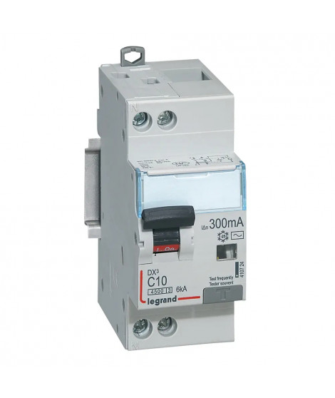 Disjoncteur diff DX³ 4500 - vis/vis -U+N 230V~ 10A -typeAC -300mA -courbe C - 2M