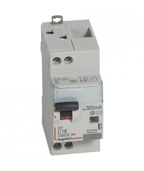 Disjoncteur diff DX³ 4500 - vis/vis -U+N 230V~ 16A -typeAC -300mA -courbe C - 2M