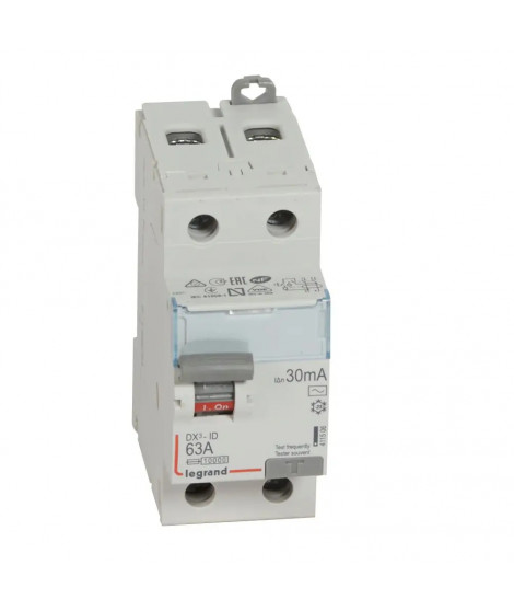 Interrupteur différentiel DX³-ID haut/bas vis - 2P 230V~ 63A typeAC 30mA - 2 mod