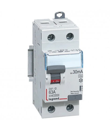 Interrupteur différentiel DX³-ID haut/bas vis - 2P 230V~ 63A typeA 30mA - 2 mod