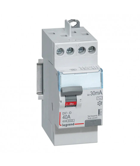 Interrupteur différentiel DX³-ID haut/haut vis - 2P 230V~ 40A typeAC 30mA -2 mod