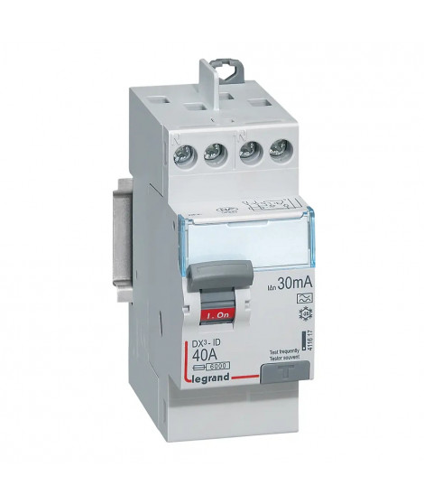 Interrupteur différentiel DX³-ID haut/haut vis - 2P 230V~ 40A typeA 30mA - 2 mod