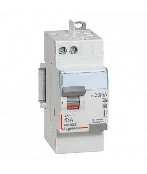 Interrupteur différentiel DX³-ID haut vis/haut auto 2P 230V~ 63A A 30mA - 2 mod