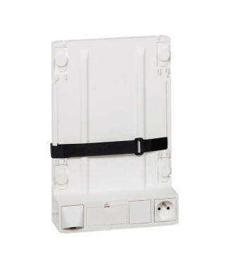 Support box opérateur ADSL/fibre avec 1x2P+T + 4 cordons de liaison box/coffret